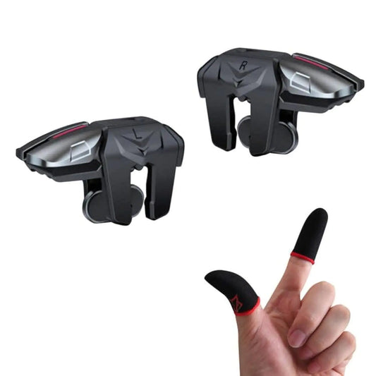 6-Finger Mobile Gaming Triggers with Thumb Sleeves for iOS & Android