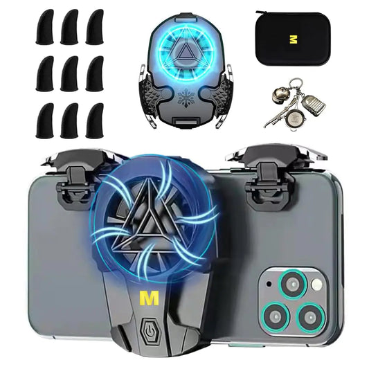 14-in-1 Mobile Gaming Trigger Set with Cooling Fan for PUBG & COD