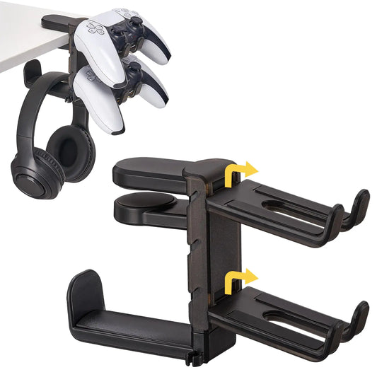 3-in-1 Under Desk Gaming Headset & Controller Holder